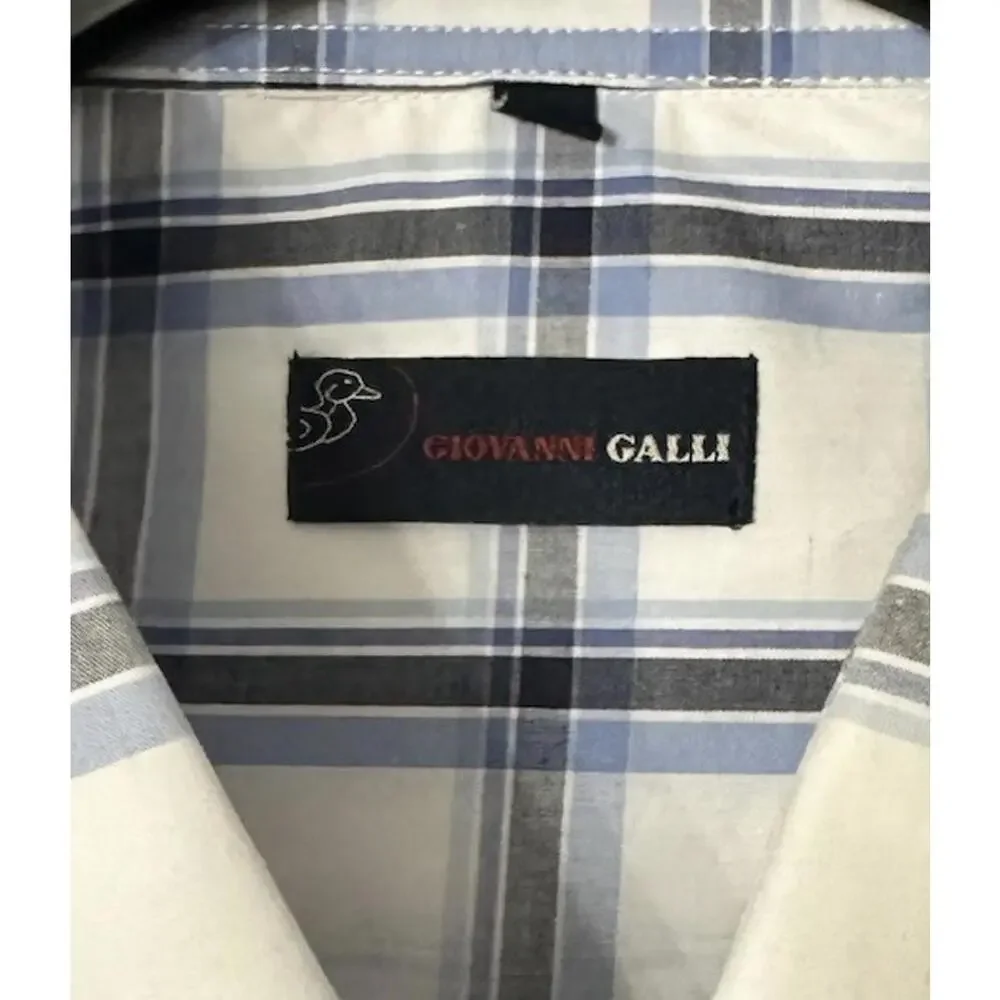 NWT Giovanni‎ Galli Mens Long Sleeve Button Plaid Shirt Size XL